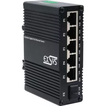 Slēdzis Exsys EX-62030MPOE-SFP — Mini Gigabit 5+1 PoE+ tīmekļa pārvaldīts slēdzis ar 5 Gigabit + 1 SFP
