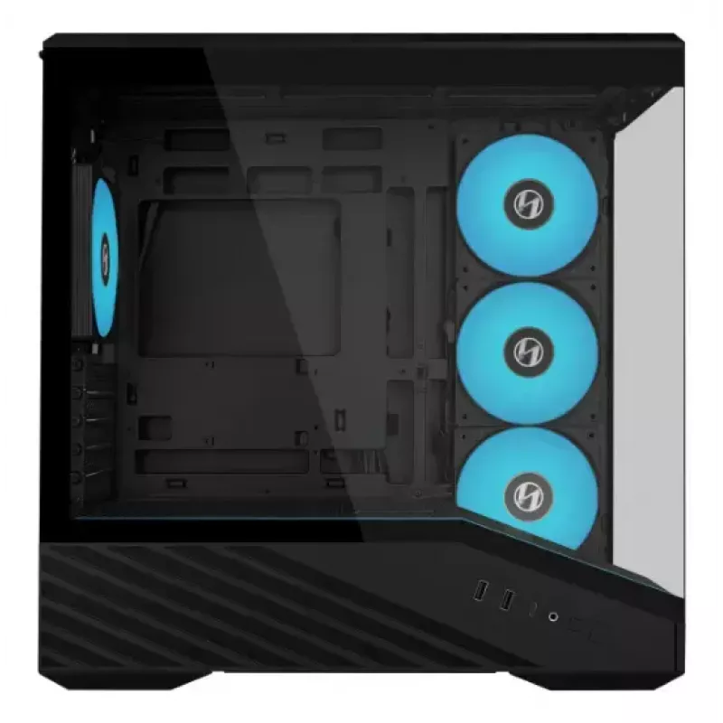 Mini Tower PC Case Lian Li Vector V100R MINI — Mini-ITX/Micro-ATX, rūdīts stikls, 3x120mm sānos + 1x120mm aizmugurē ventilatori, 2x 2.5 collu + 1x 3.5 collu nodalījumi, melns