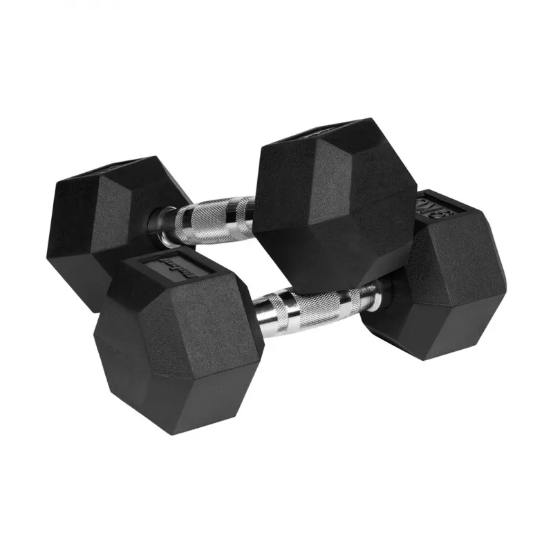 Gumijoti čuguna hanteles HEX 2x9 kg REBEL ACTIVE