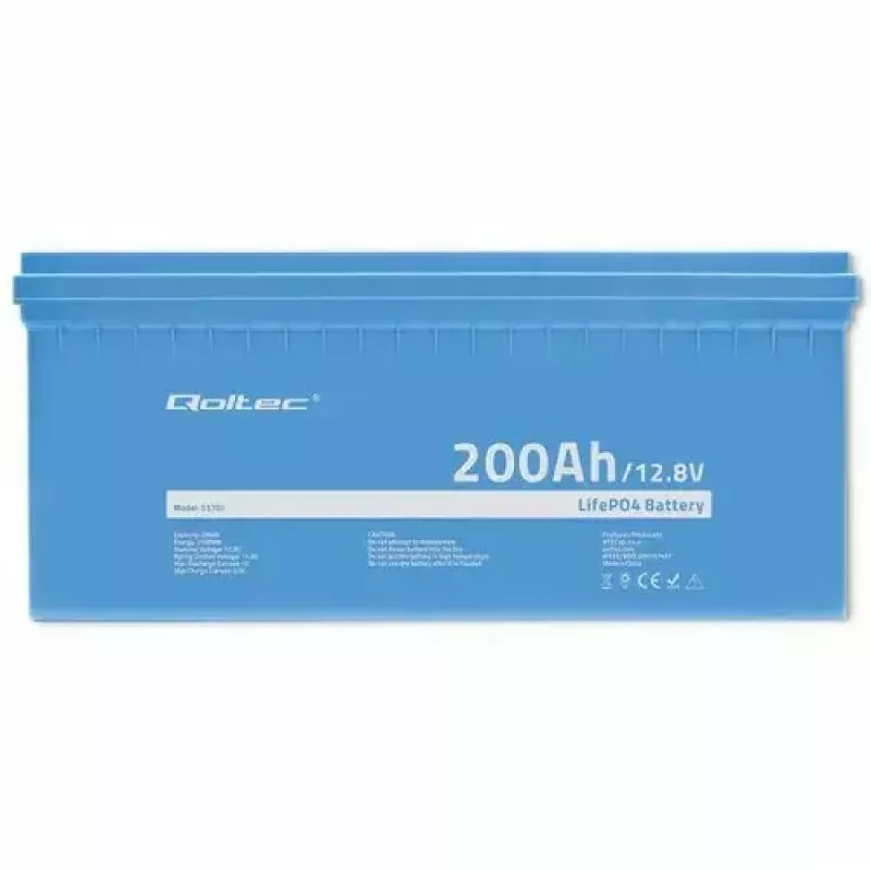 Qoltec 53707 Automašīnas akumulators litija dzelzs fosfāta 200 Ah 12,8 V
