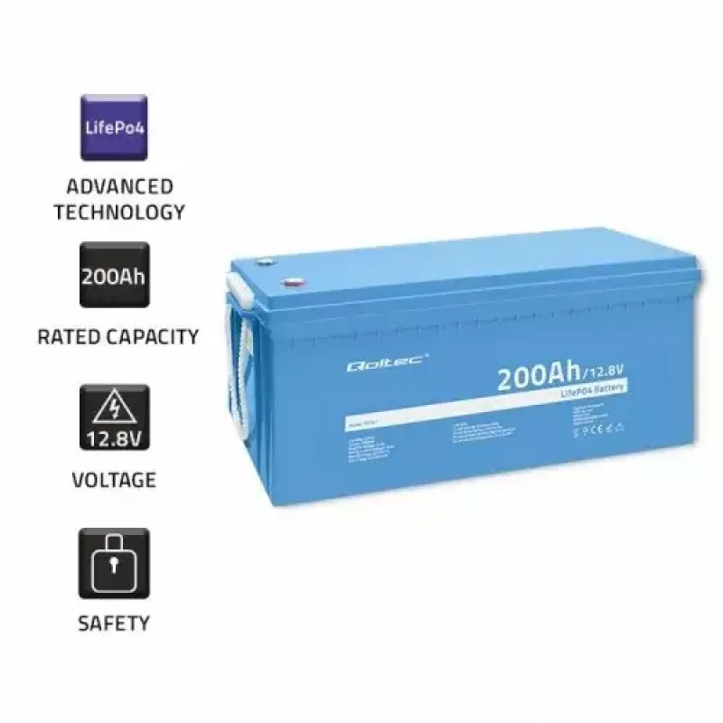 Qoltec 53707 Automašīnas akumulators litija dzelzs fosfāta 200 Ah 12,8 V