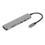 Dokstacija IBOX IUH3SL4K USB Type-C 5 Gbit/s, HDMI 4K@30Hz, PD līdz 100W, 2x USB-A, 2x USB-C, karšu lasītājs, sudraba