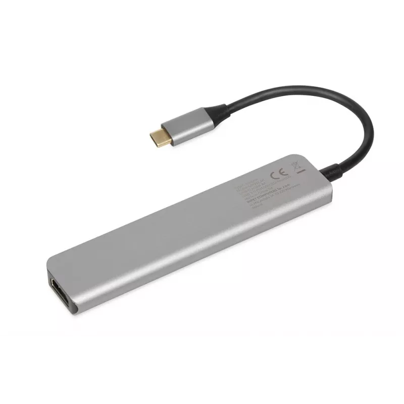 Dokstacija IBOX IUH3SL4K USB Type-C 5 Gbit/s, HDMI 4K@30Hz, PD līdz 100W, 2x USB-A, 2x USB-C, karšu lasītājs, sudraba
