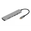 Dokstacija IBOX IUH3SL4K USB Type-C 5 Gbit/s, HDMI 4K@30Hz, PD līdz 100W, 2x USB-A, 2x USB-C, karšu lasītājs, sudraba