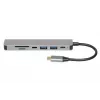 Dokstacija IBOX IUH3SL4K USB Type-C 5 Gbit/s, HDMI 4K@30Hz, PD līdz 100W, 2x USB-A, 2x USB-C, karšu lasītājs, sudraba