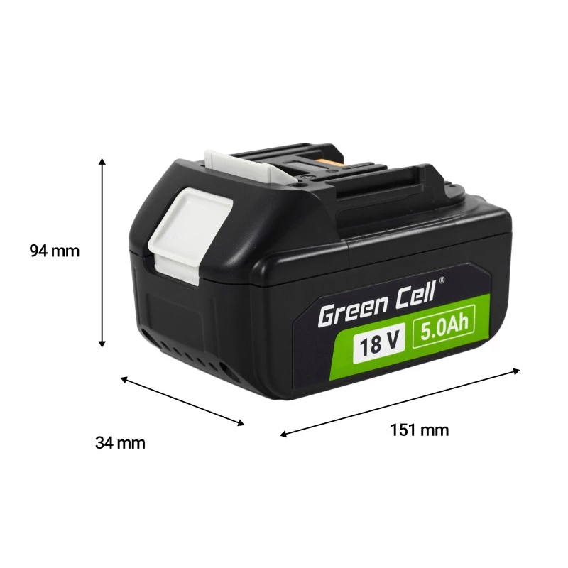 Baterija zaļa Cell PTMA18V5 Lithium-Ion 5Ah 600g