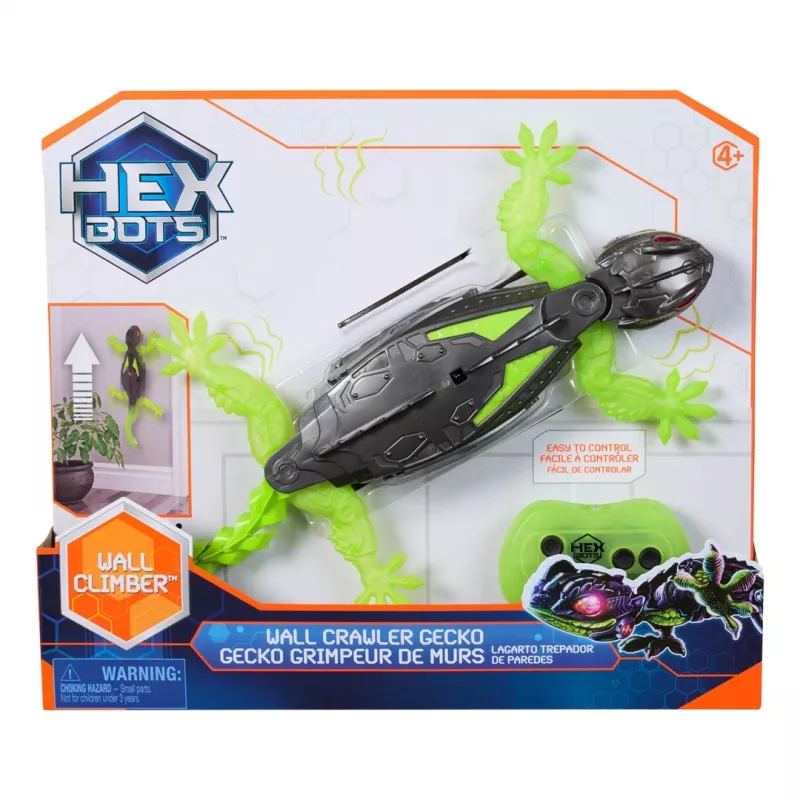 HEX BOTS | Interaktīva rotaļlieta Wall Crawler Gecko RC robots | Zaļš/Pelēks