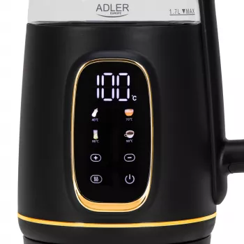 ADLER AD 1305 elektriskā tējkanna melna-zelts