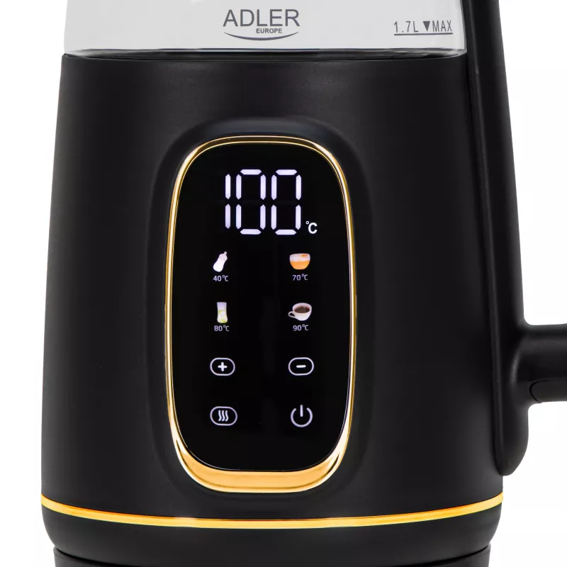 ADLER AD 1305 elektriskā tējkanna melna-zelts