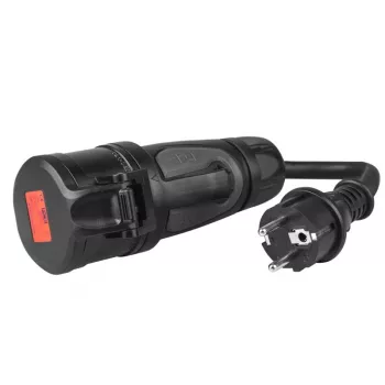 Elektrotransportlīdzekļa uzlādes kabelis zaļa Cell EVAK01, Type 1 uz Schuko, 16 A, 230–400 V, 0,4 m, melns