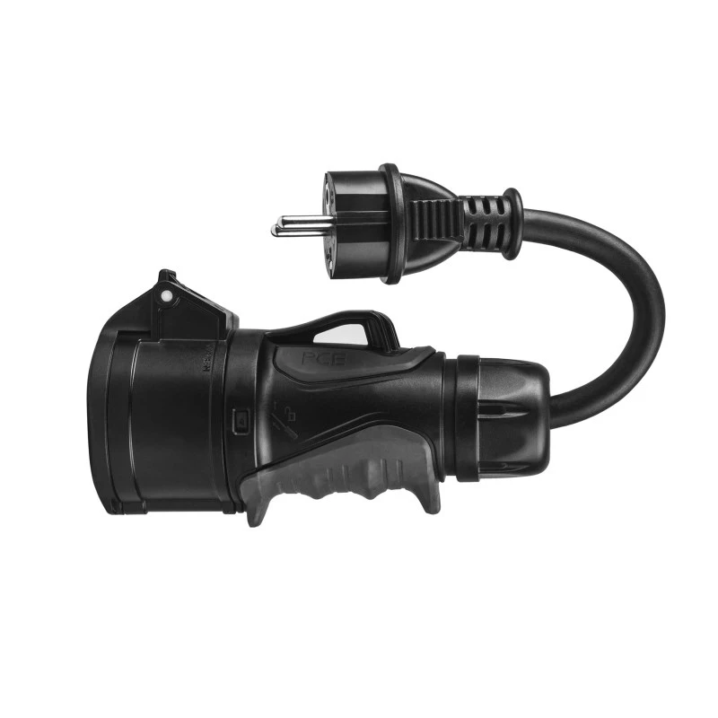 Elektrotransportlīdzekļa uzlādes kabelis zaļa Cell EVAK01, Type 1 uz Schuko, 16 A, 230–400 V, 0,4 m, melns