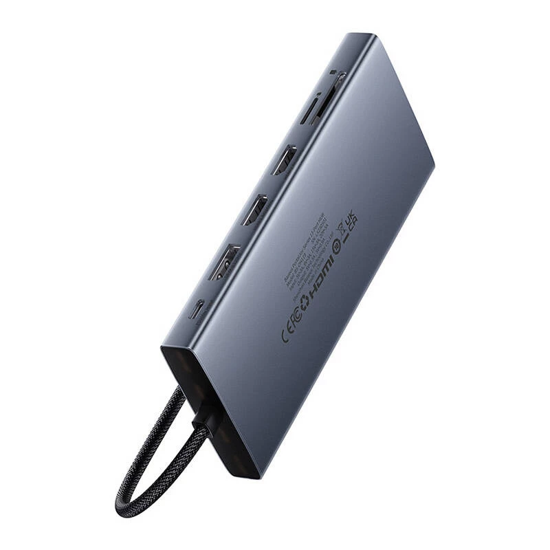 Hub 13in1 Baseus PortalJoy USB-C to HDMI+DP+VGA+C+USB+PD+RJ45+SD/TF+3.5mm (pelēks)