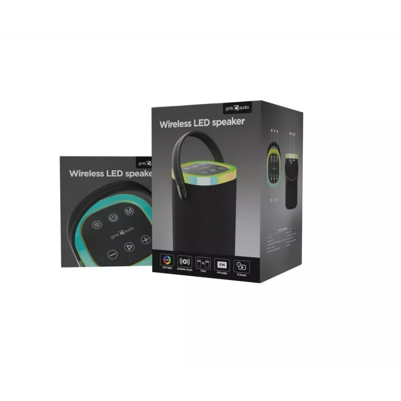 Pārnēsājams skaļrunis GEMBIRD SPK-BT-LED-06, Bluetooth, iebūvēts LED, uzlādējama baterija
