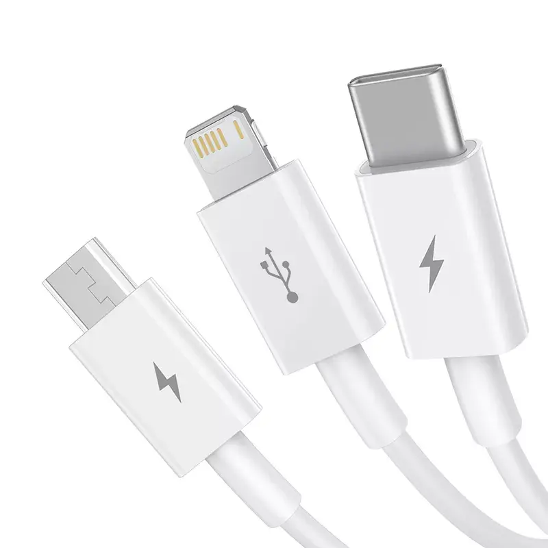 USB kabelis Baseus Superior USB 2.0 1.5m USB A USB C/Micro USB A/Lightning Balts