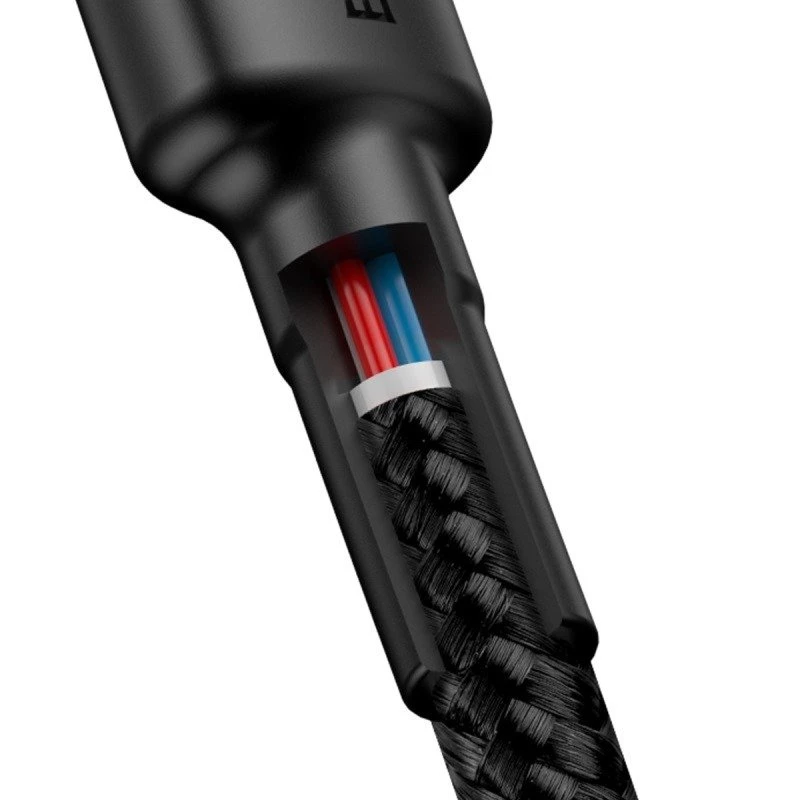 USB kabelis Baseus Cafule 2m USB C melns sarkans
