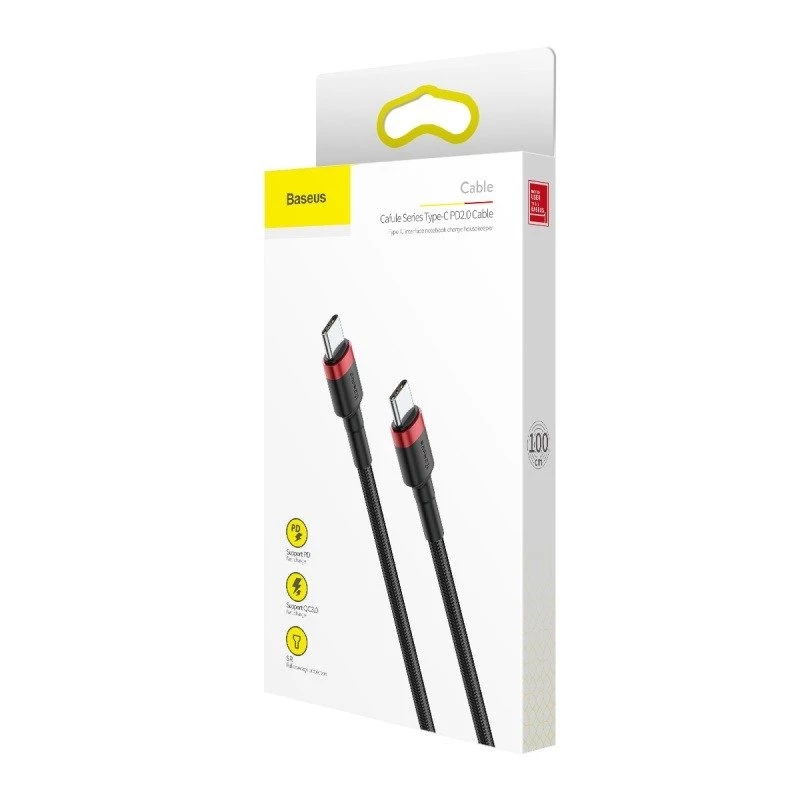 USB kabelis Baseus Cafule 2m USB C melns sarkans