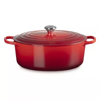 Le Creuset Signature ovāls cepešpanna ķiršu sarkanā krāsā 33 cm