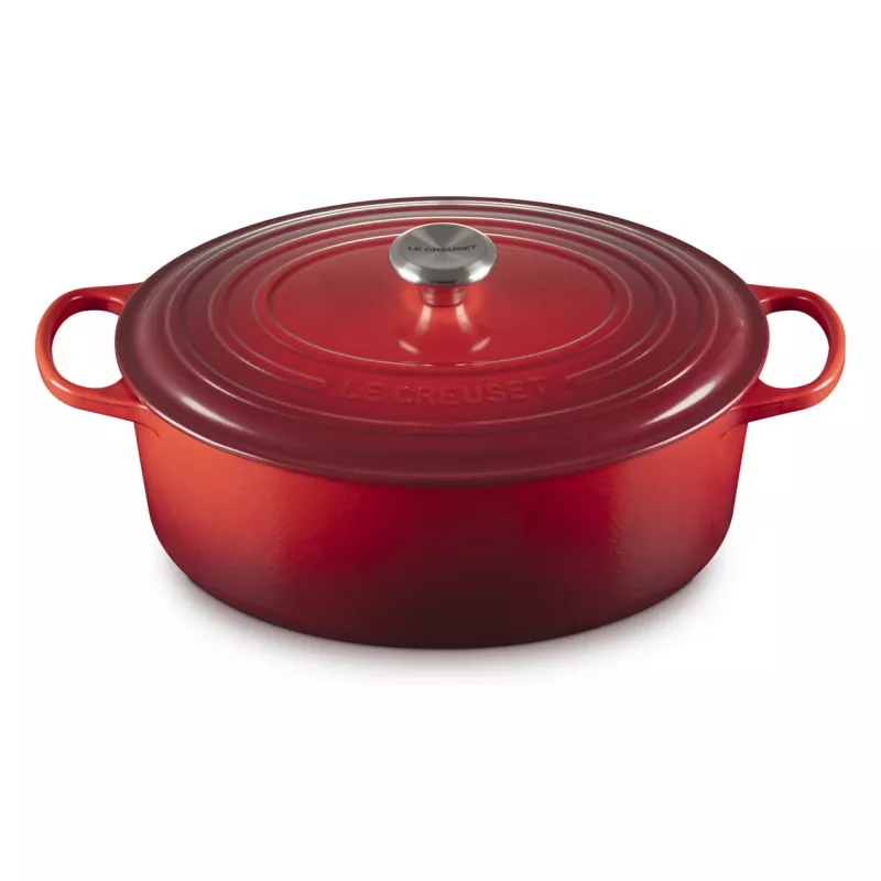 Le Creuset Signature ovāls cepešpanna ķiršu sarkanā krāsā 33 cm