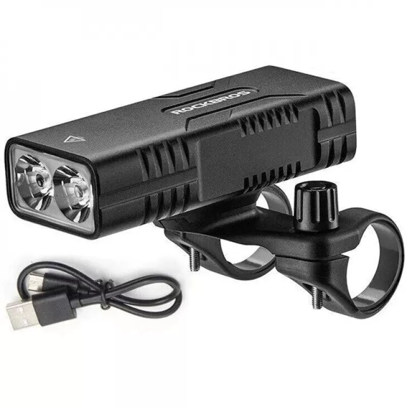 Rockbros velosipēda lukturis ar ārējā akumulatora funkciju + USB-C uz USB-A kabelis, 850 lm, melns