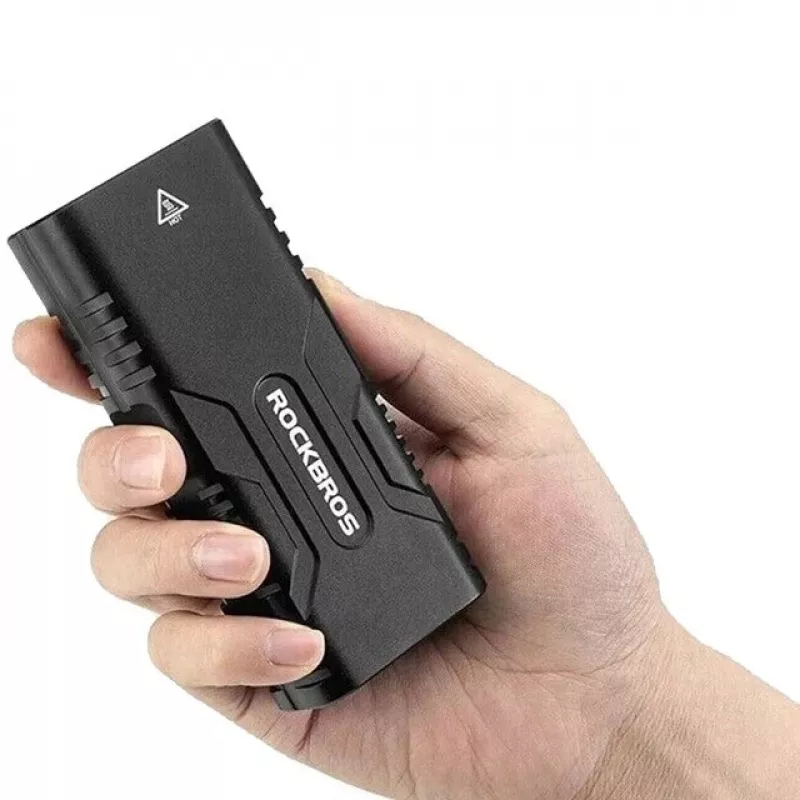 Rockbros velosipēda lukturis ar ārējā akumulatora funkciju + USB-C uz USB-A kabelis, 850 lm, melns