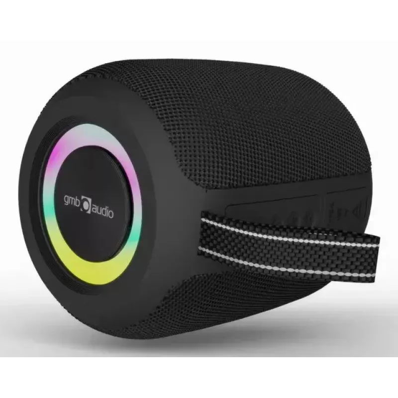 Mono pārnēsājamais skaļrunis GEMBIRD GMB Audio SPK-BT-LED-05-BK — 8 W RMS, 6,6 cm draiveris, Bluetooth, MicroSD atbalsts, melns cilindrs