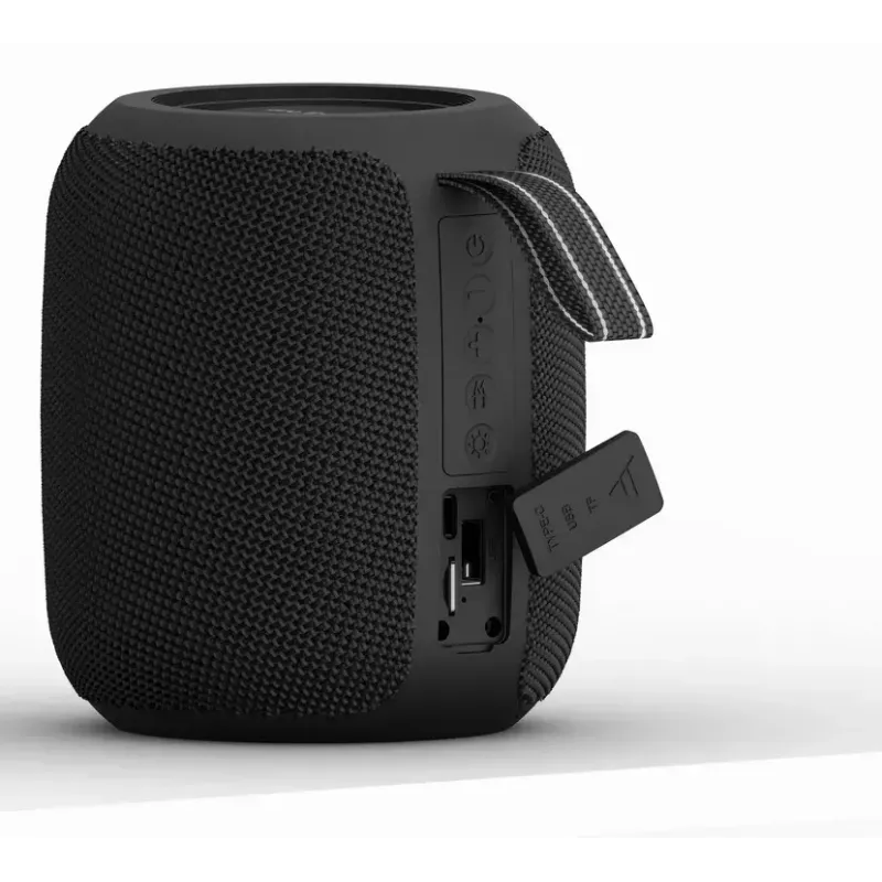 Mono pārnēsājamais skaļrunis GEMBIRD GMB Audio SPK-BT-LED-05-BK — 8 W RMS, 6,6 cm draiveris, Bluetooth, MicroSD atbalsts, melns cilindrs