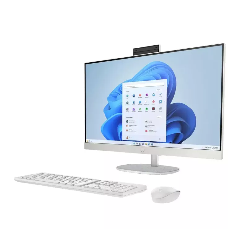 Viss vienā dators HP 27-cr0232nw — AMD Ryzen 5 7520U, 16 GB RAM, 512 GB SSD, 27 collu FHD, Windows 11 Home, Wi‑Fi 6 (balts)