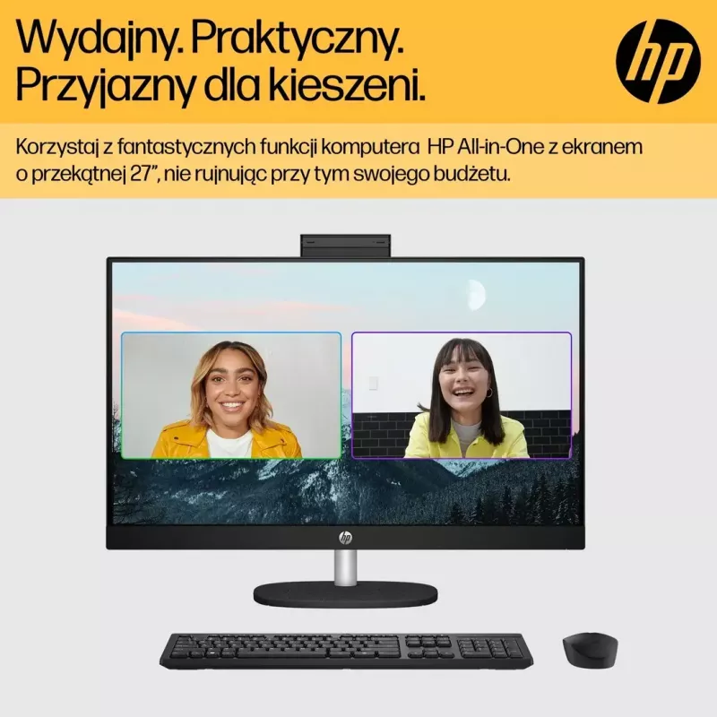 Viss vienā dators HP 27-cr0232nw — AMD Ryzen 5 7520U, 16 GB RAM, 512 GB SSD, 27 collu FHD, Windows 11 Home, Wi‑Fi 6 (balts)