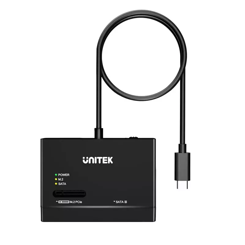 SSD korpuss UNITEK S1232A01-EU Melns M.2/2,5 collas/3,5 collas 10 Gbit/s