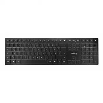 Bezvadu tastatūra Cherry KW 9100 plāns Portugal Melns — 2,4 GHz un Bluetooth, portugāļu QWERTY izkārtojums