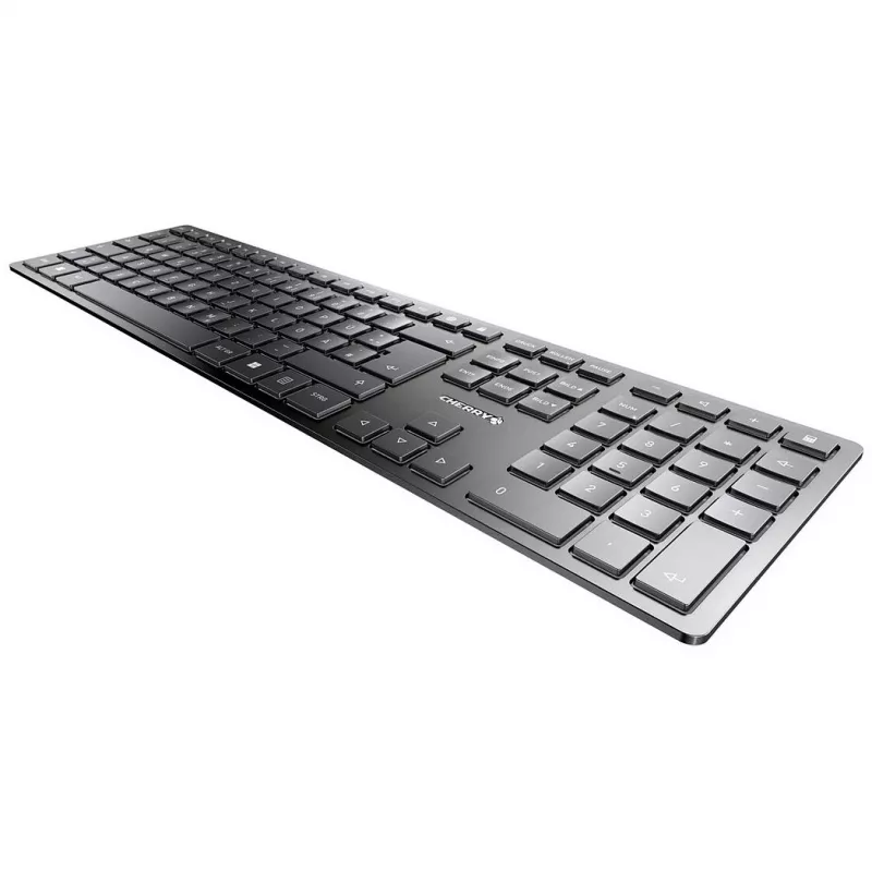 Bezvadu tastatūra Cherry KW 9100 plāns Portugal Melns — 2,4 GHz un Bluetooth, portugāļu QWERTY izkārtojums