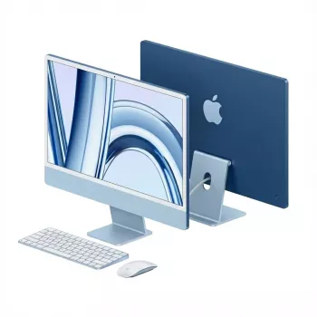 APPLE iMac Z1E5 59,62cm 23,5Zoll standarta stikls M4 8C CPU/8C GPU/16C N.E. 16GB 256GB SSD Gbit Eth MM MaKey DE zils (Z1E5-MWUF3D/A-079C7M)