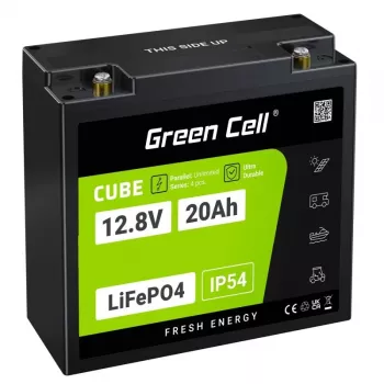 UPS baterija zaļa Cell GC-LFPGC12V20AH litija dzelzs fosfāts 12,8 V 20 Ah, 256 Wh, 185x80x170 mm, 3 kg