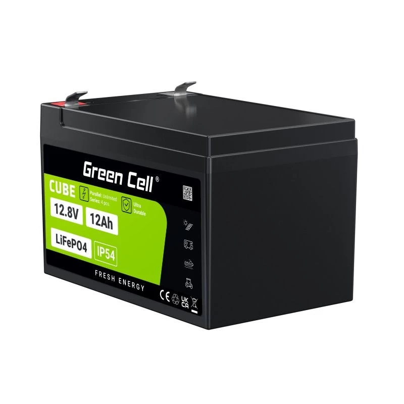 UPS akumulators zaļa Cell LFPGC12V12AH LiFePO4 12.8V 12Ah (153.6Wh) Melns