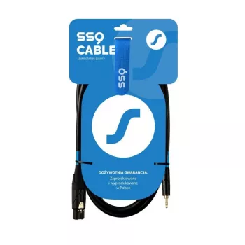 XLR (3-pin) sievišķā uz 3.5 mm TRS stereo ligzdu kabelis SSQ XLRMi0.5 0,5 m, balansēts, 85Ω ±5Ω, 2×0,23 mm², melns