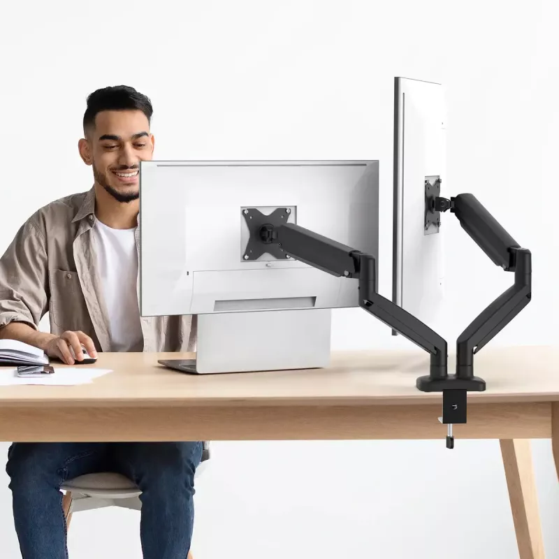 j5create JTSA102 Ergonomic Dual Monitor Mount Melns Clamp/Grommet 16 kg