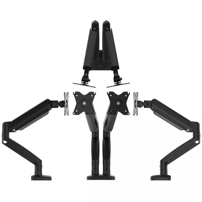 j5create JTSA102 Ergonomic Dual Monitor Mount Melns Clamp/Grommet 16 kg