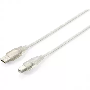 Equip - USB kabelis - USB (M) uz USB Type B (M) - USB2.0 - 5,0m - Transparent Silver (128652)
