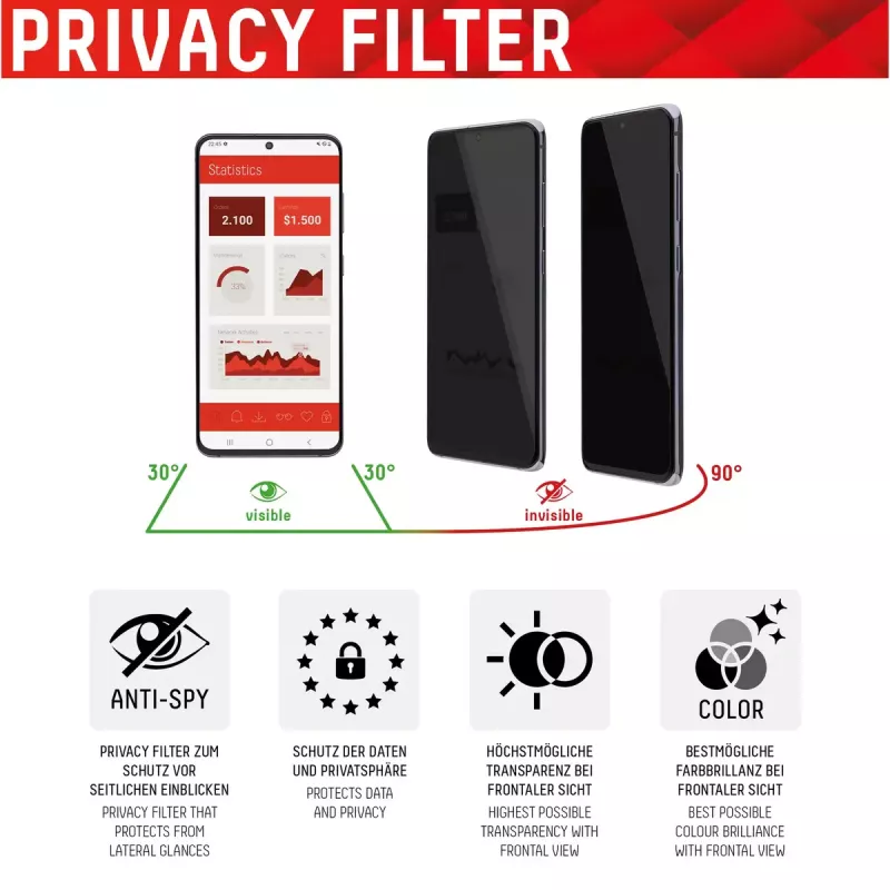 Displex Privacy Full vāciņš ekrāna aizsargs Apple iPhone 14 Pro rūdītais stikls