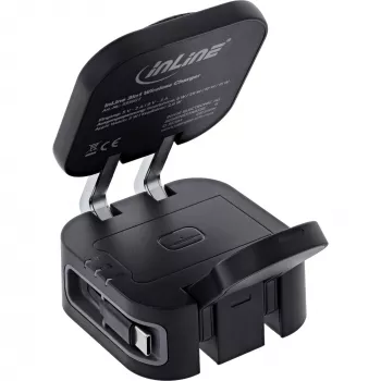 Iekštelpu bezvadu lādētājs InLine 33392T austiņām, galvas austiņu komplektiem, viedtālruņiem un viedpulksteņiem — USB barošana 9/12 V, Melns