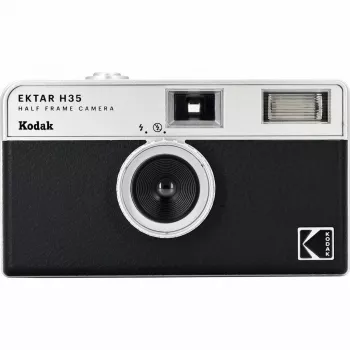 35mm film camera Kodak Ektar H35 melna — kompakta vienkāršā fotokamera, fiksēts objektīvs, filmas formāts 35mm