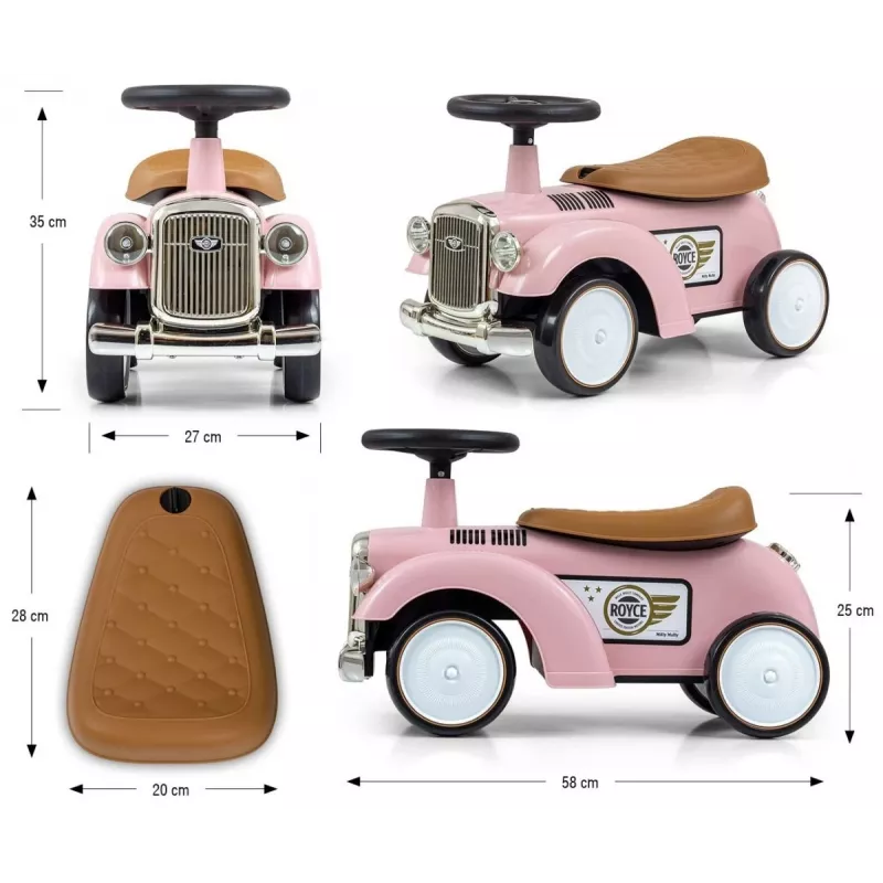 Bērnu līdzsvara velosipēds milly mally Royce Pink — modelis 5474, viegls bērnu skriešanas velosipēds