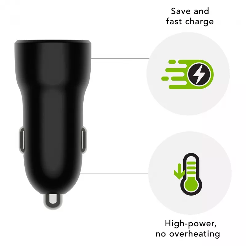 d bramante re-charge — USB-C 30W + USB-A 18W, 12–24V, melns