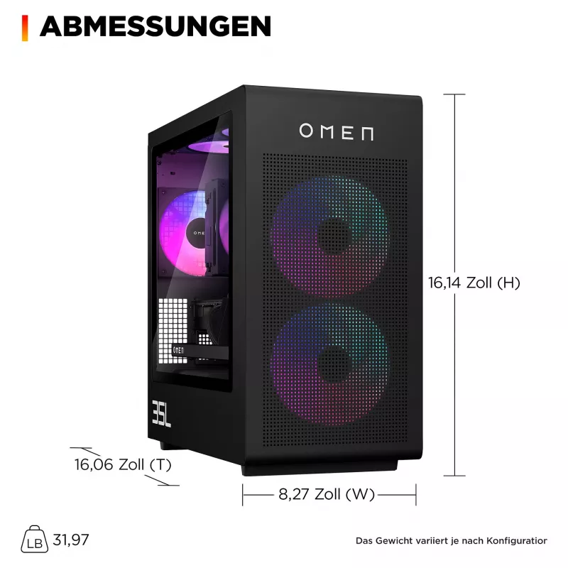 OMEN galddators spēlēm GT16-1173ng - AMD Ryzen 7 9800X3D, 64GB RAM, 2TB SSD, Radeon 9700 XT 16G, Windows 11 Home