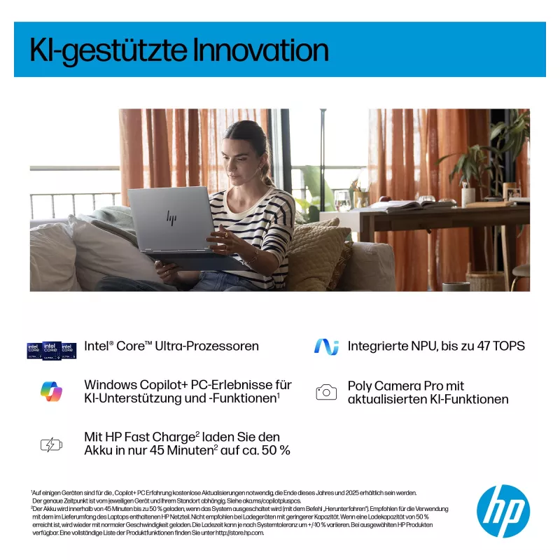 HP OmniBook BZ8E4EA 16 piezīmju dators - Core Ultra 5 4,5 GHz 40,6 cm - 512 GB SSD - 16 GB RAM - skārienjūtīgs ekrāns - Windows 11 Home (BZ8E4EA#ABD)