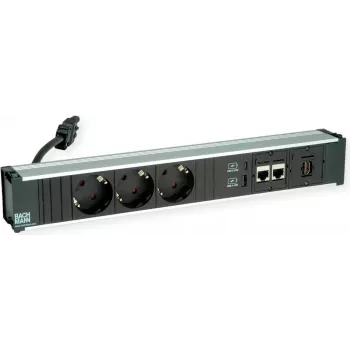 Strāvas sadalītājs Bachmann CONI 912.18118 ar 3x CEE7 rozetēm un 2x CAT6a tīkla pieslēgvietām