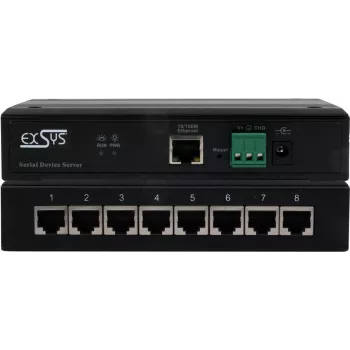 Seriālā ierīču serveris Exsys EX-61008 — 8x RS232/422/485 porti, komplektā barošanas adapteris