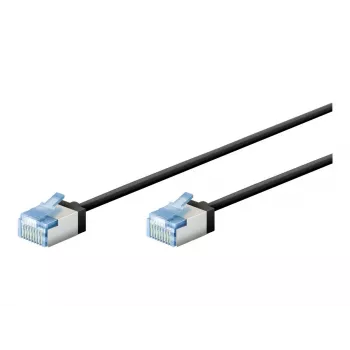 Goobay Ultra-Flexible CAT 6A Patch Cable slim U/FTP melns - īpaši īss spraudnis (74315)