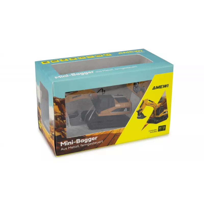 Ekskavatora RC modelis Amewi 22747 mērogā 1:64, elektrisks motors, no 6 gadu vecuma