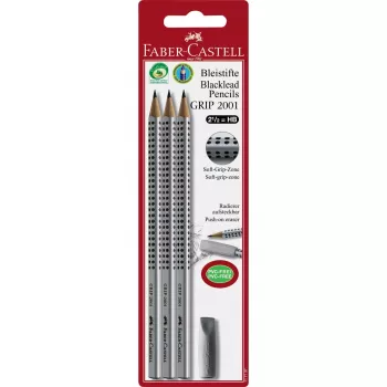 FABER-CASTELL zīmulis Grip 2001 HB 3x +dzēšgumija BK